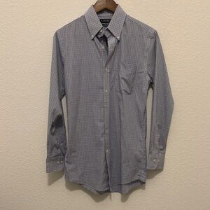 LAUREN Ralph Lauren Men's Blue Patterned Dress Shirt